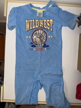 Disney Blue "Wild West" Woody & Bullseye Baby One-Piece Bodysuit